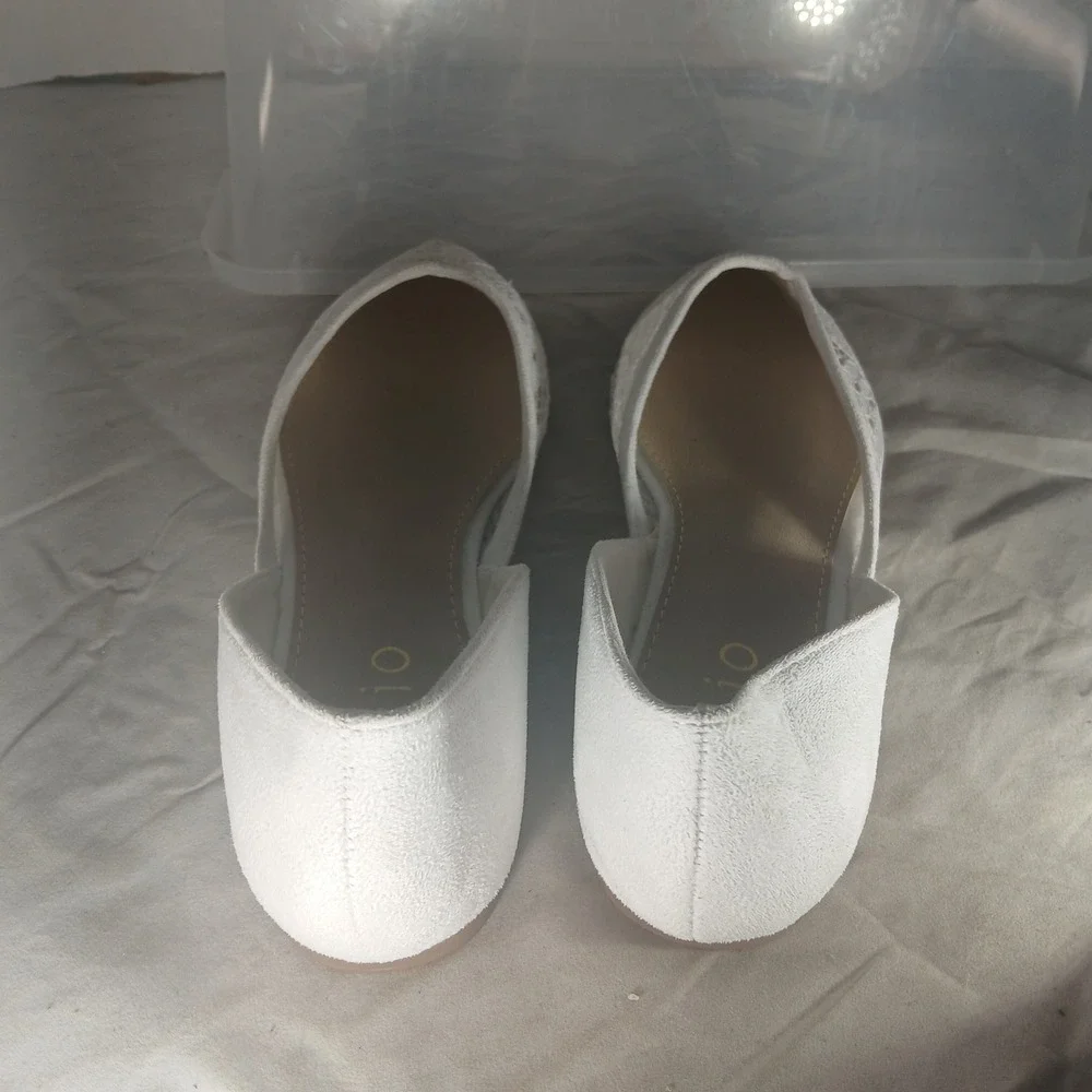 Ollio Womens White Lace‎ D'Orsay Pointed Toe Ballet Flats Size 6 Z593